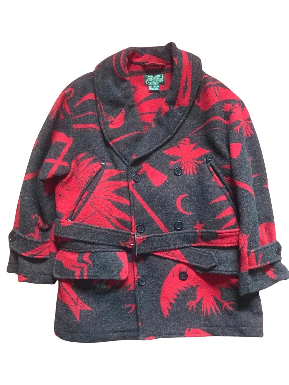 Vintage Ralph Lauren Native American Wool Coat w/ Belt